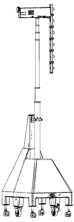Technical line drawing of Barcode Bully, front angle view